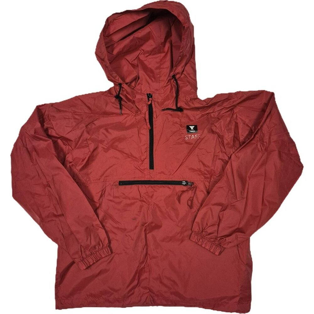 Vintage YMCA Red Lifeguard Pullover Hooded Windbreaker Jacket Acadia Mens Medium